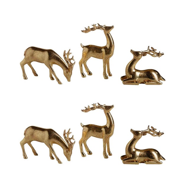 Modern Decorative Gold Reindeer Set, Set of 6 For Sale - Image 3 of 3