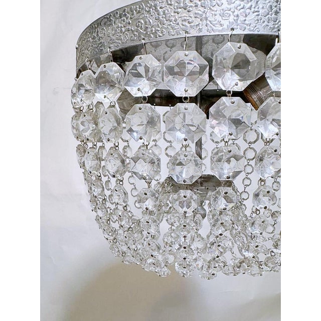 1950s Mid Century Italian Silver Basket Chandelier For Sale - Image 5 of 7