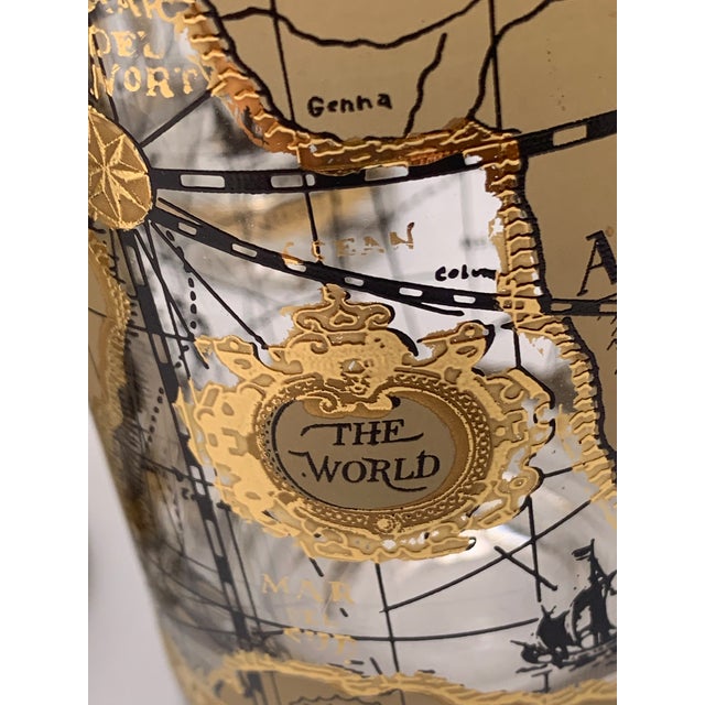 Set of eight vintage Cera highball glasses with old world maps