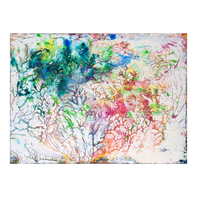 Rainbow Crackle - Abstract Expressionist Composition in Acrylic on Canvas by Charles David Francis For Sale