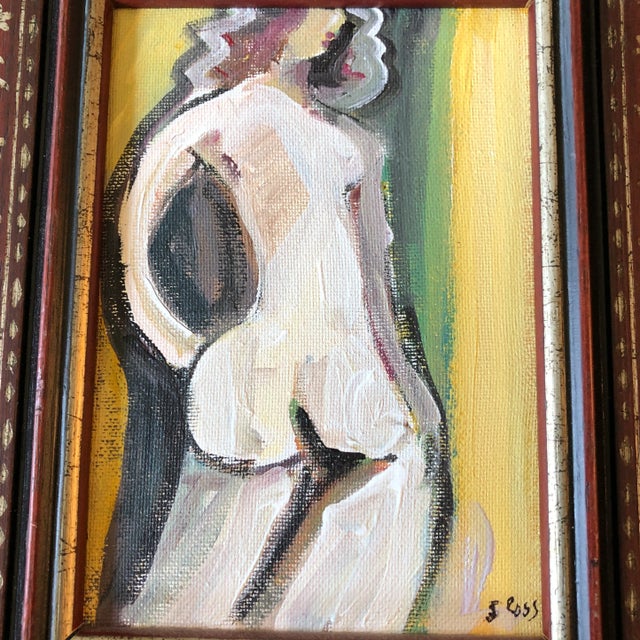 Original 5 x 7 painting on stretched canvas signed bottom right Overall size with frame is 11 x 13 Can be hung or stand...