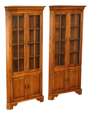 Ethan Allen 1776 Collection Pair of Maple Corner Cabinets