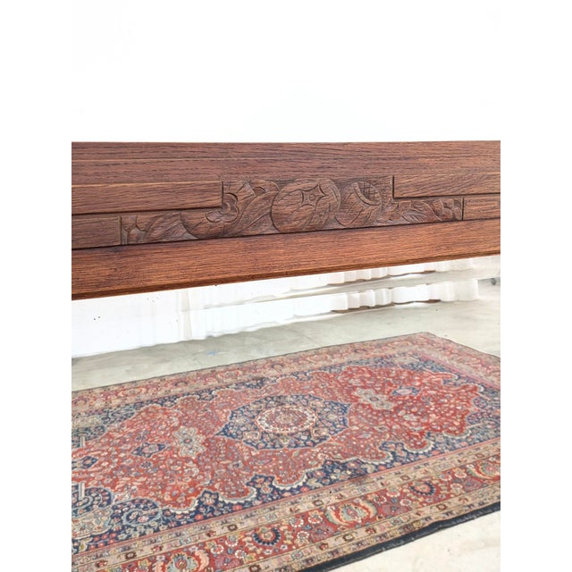 Vintage Art Deco Mirror in Oak with Carved Decoration, 1920s For Sale - Image 4 of 10