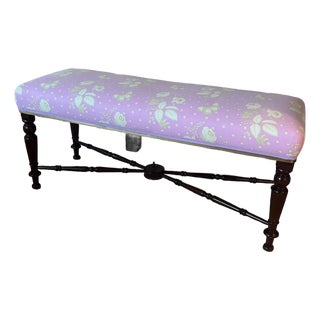 Antique Chippendale Style Mahogany Upholstered Bench With Brass Detail Susie Hilfiger Estate Provenance For Sale