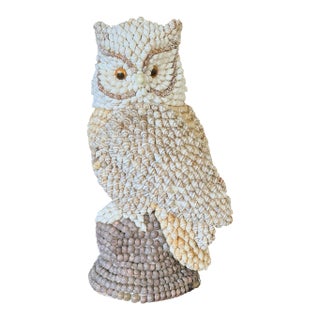Vintage Seashell Encrusted Owl Sculpture For Sale