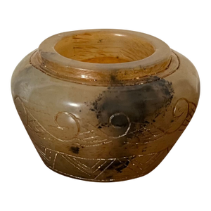 Antique 19th Century Chinese Carved Mottled Brown Jade Scholar's Desk Object - Small Vase or Pot