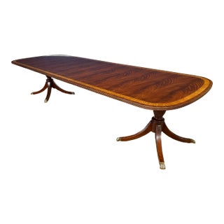 Georgian Style Multi-Banded Mahogany Dining Table by Leighton Hall - Showroom Sample For Sale