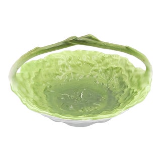 Royal Bayreuth Porcelain Lettuce Style Basket, Circa 1900 For Sale