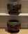 Pair antique Japanese Art Deco Taisho bronze cachepot planters or orchid pots, circa 1920. Each with loose ring handles at...