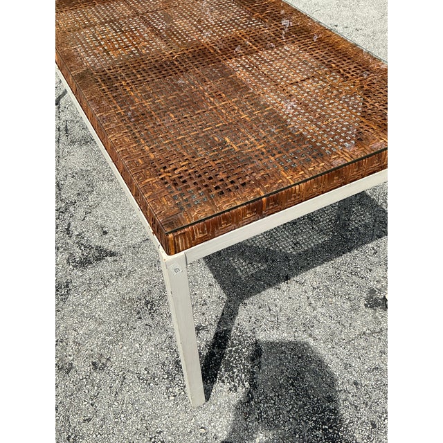 Vintage Coastal Danny Ho Fong for Trop-Cal Rattan Top Dining Table For Sale - Image 12 of 12