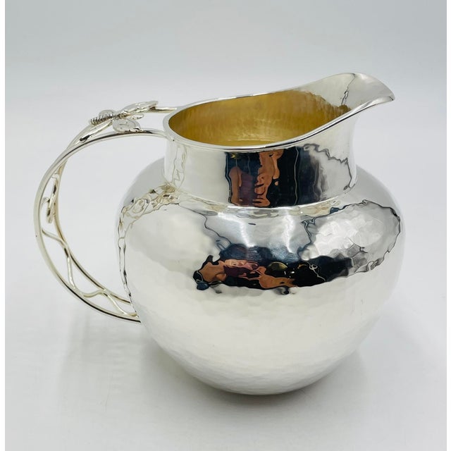 Silver 1980s Whimsical Emilia Castillo Water Pitcher in Hammered Silver Finish, Mexico Silver For Sale - Image 8 of 18
