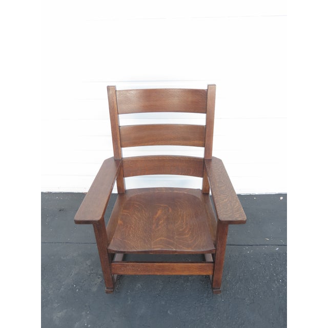 Early 1900s Art and Craft Tiger Oak Rocking Chair 6409 For Sale - Image 11 of 15