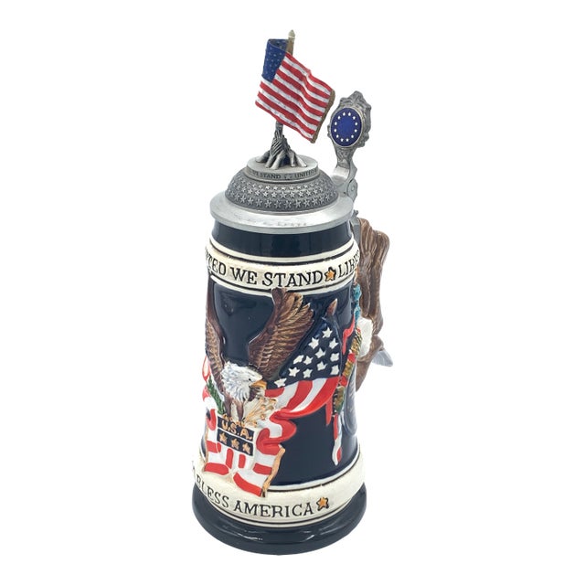 Westerwald Stars and Stripes Beer Stein Rare For Sale