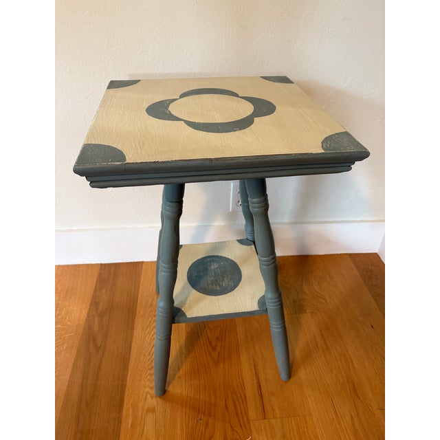 Painted Two Tier Oak Parlor Side Table Early 20th Century For Sale - Image 4 of 10