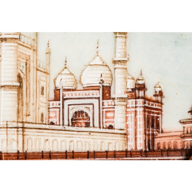 Metal Superb Antique Grand Tour Taj Mahal Portrait Miniature Painting India Souvenir Gold Filled Frame Art Collectible For Sale - Image 7 of 15