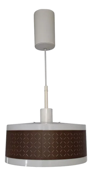 Vintage German Adjustable White Plastic and Brown Decor Train Ceiling Lamp, 1970s