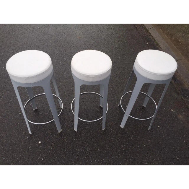 Metal & Leather Stool by Leonardo Rossano for Lapalma, 2000s, in Very Good conditions. Designed from 2000