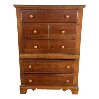 Late 20th Century Cherry Tall Chest of Drawers With Paneled Drawer Fronts For Sale