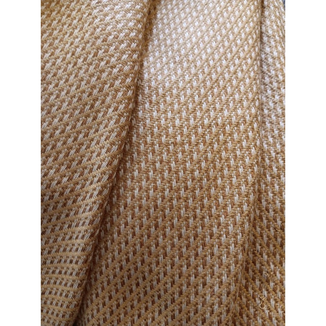 Deep gold (more chromatic than able to photograph)., butter soft boucle fabric. Gorgeous for pillows, bench or seat cover....