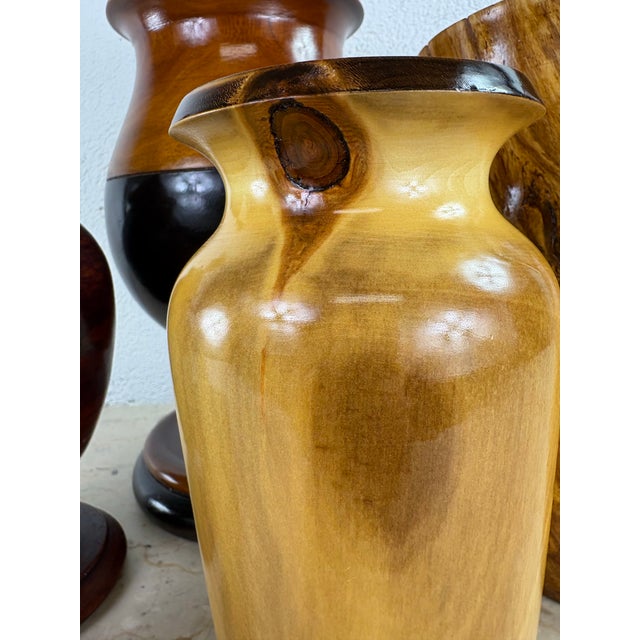 Brown Vintage Complementary Grouping of Hand Turned Wooden Vessels For Sale - Image 8 of 9