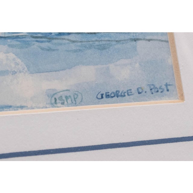 Brown Pair of Nautical Watercolor Fishing Boat Paintings Signed George D Post For Sale - Image 8 of 15