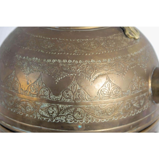 Brass Monumental Moroccan Engraved Brass Tea Kettle on Stand For Sale - Image 8 of 17