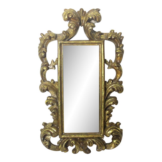 Vintage Italian Gilded Rococo Mirror, Gold Gilt Ornate Wall Mirror, Two Available For Sale