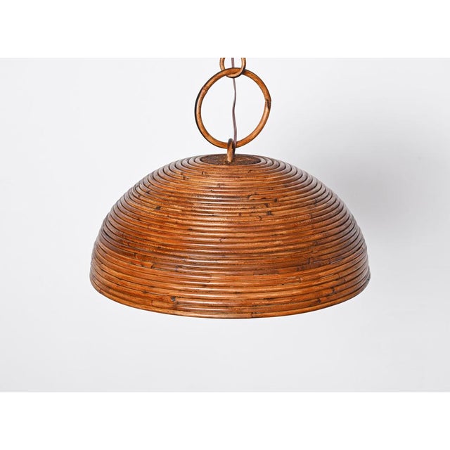Mid-Century French Riviera Hanging Lamp in Bamboo and Rattan, 1960s For Sale - Image 13 of 18