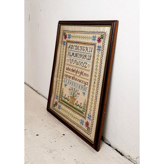 Folk Art Vintage Sara Gutierrez for Columbia Minerva Needlepoint Artwork For Sale - Image 3 of 7