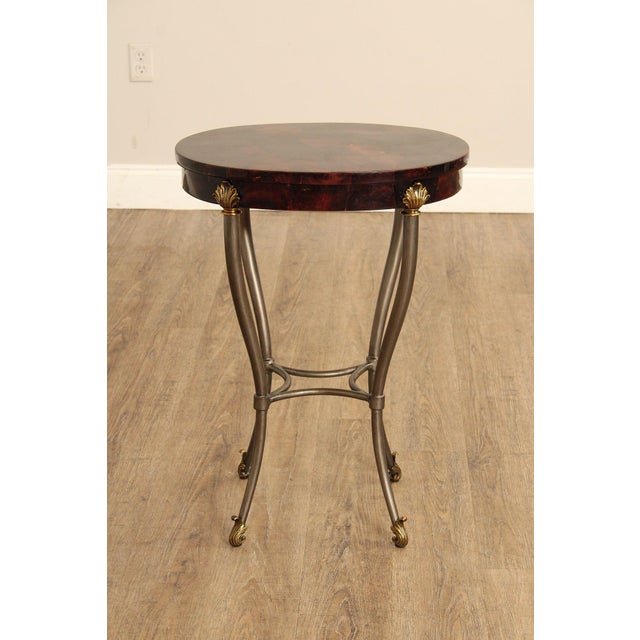 Burgundy Ethan Allen Hollywood Regency Style Oval Top Side Table For Sale - Image 8 of 12