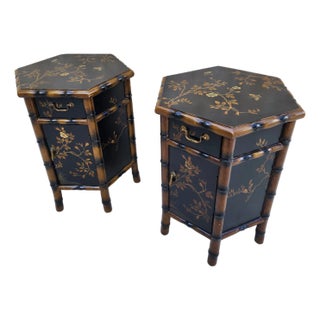 Pair of Faux Bamboo End Tables For Sale