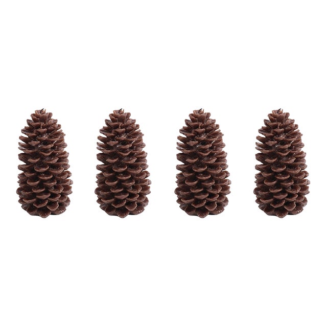 Pine Cone Brown Candles, Medium, Set of 4 For Sale