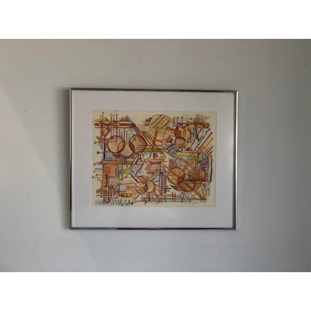 Abstract 1982 Cyndee Levy-Angulo "Monotype" Mixed Media Work on Paper For Sale - Image 3 of 11