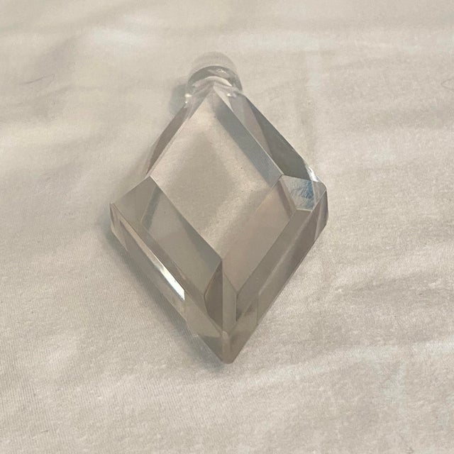1930s Antique Art Deco Clear Czech Glass Perfume Bottle With Stopper For Sale - Image 5 of 11
