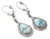 14k White Gold Diamond Turquoise Drop Dangle Earrings, 2 pieces For Sale