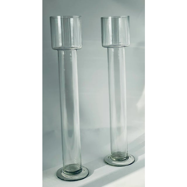 Vintage Mid-Century English Decorative Blown Art Glass Vases/Votive Candle Holders- a Pair For Sale In San Antonio - Image 6 of 12