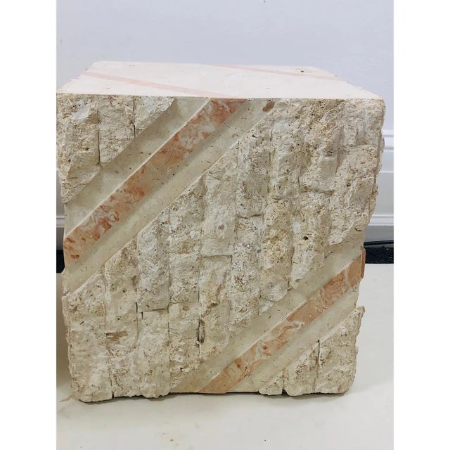 Maitland - Smith Modern Maitland Smith Tessellated Mixed Stone Cube Tables . For Sale - Image 4 of 12