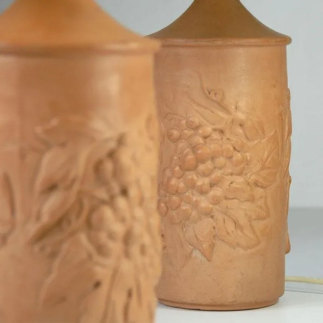 Vintage Terracotta Wine Grape Lamps, Set of 2 For Sale - Image 3 of 10