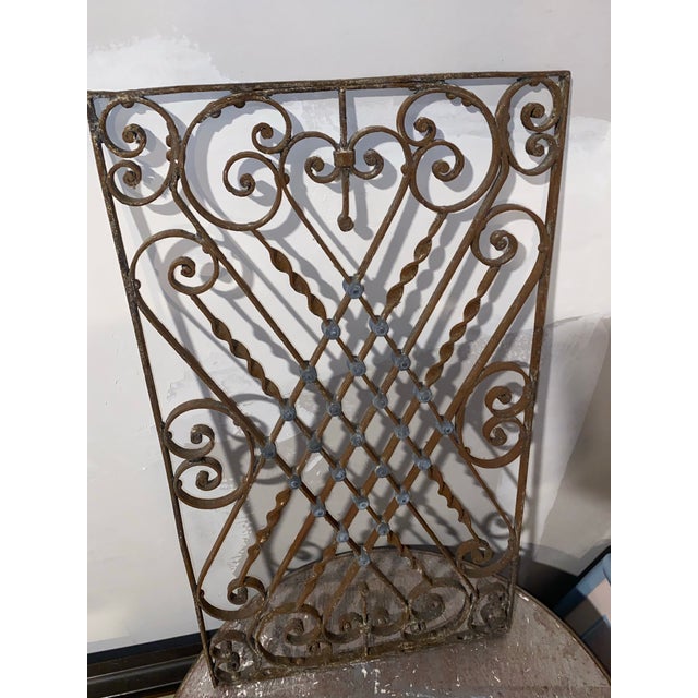 Metal Antique French Wrought Iron Decorative Panel With Scrollwork and Lattice. For Sale - Image 7 of 12