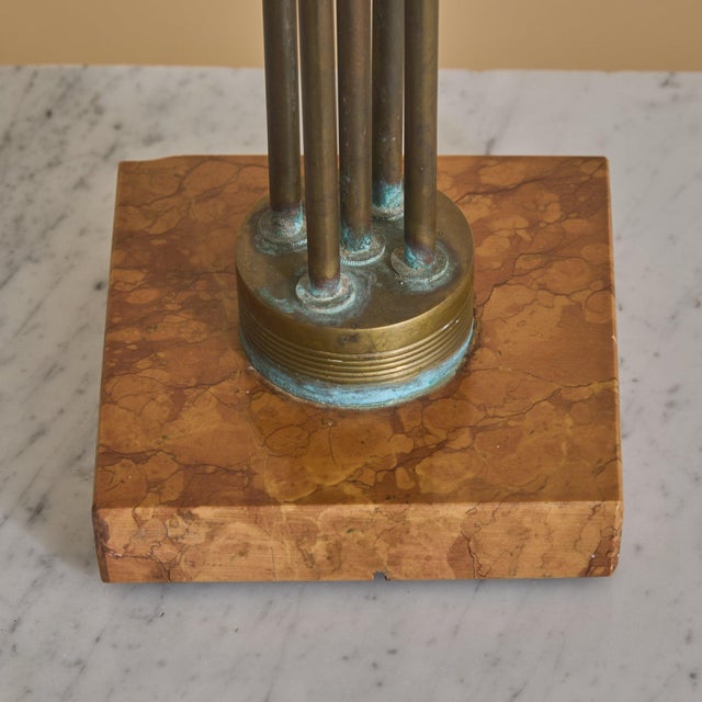 Brass 1930s Italian Art Deco Glass Table Lamp For Sale - Image 8 of 11