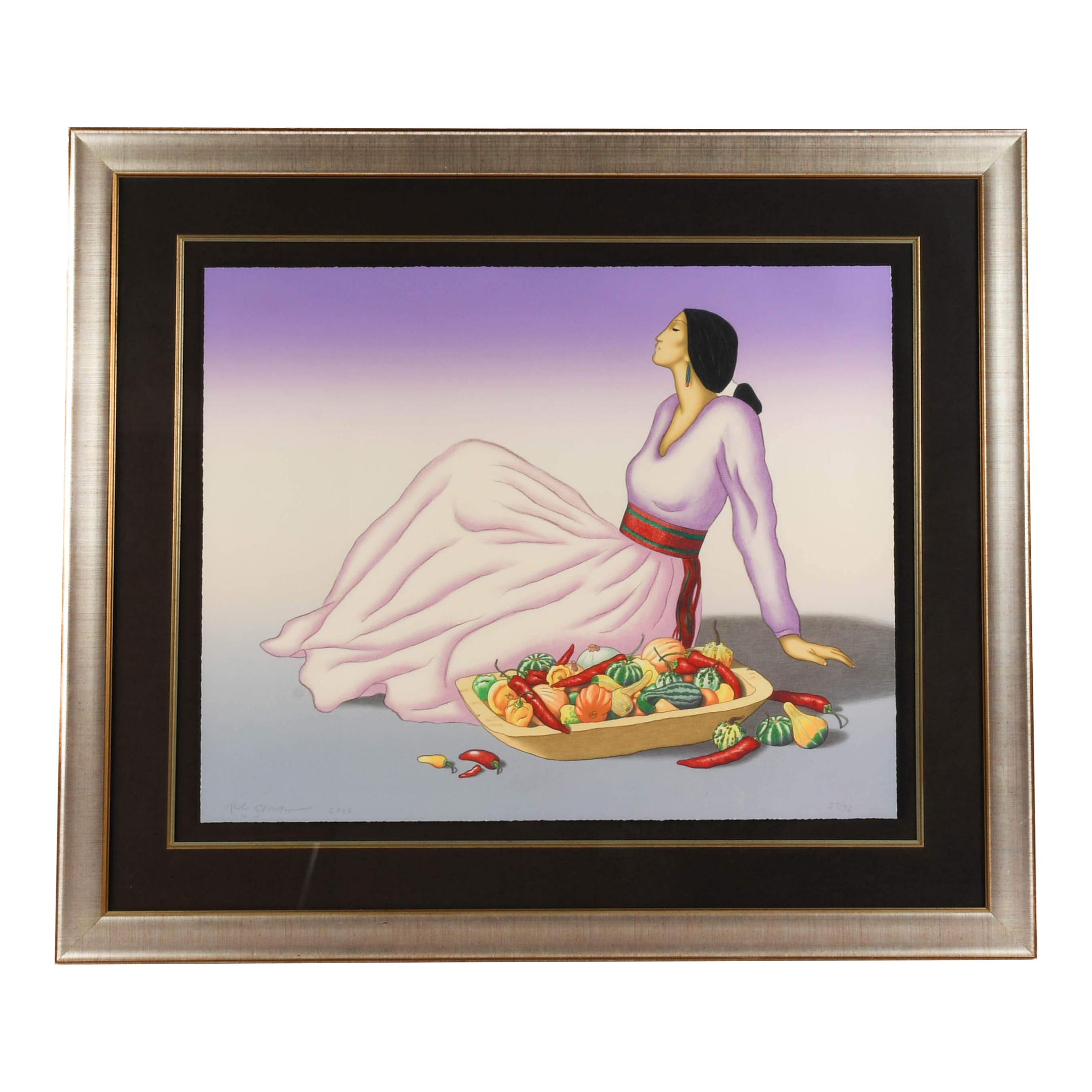 Framed Signed R C Gorman Limited-Edition 57/75 Lithograph 