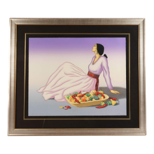 Framed Signed R C Gorman Limited-Edition 57/75 Lithograph "Squash Blossom"