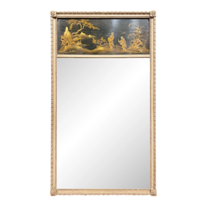 French Carved and Painted Trumeau Mirror
