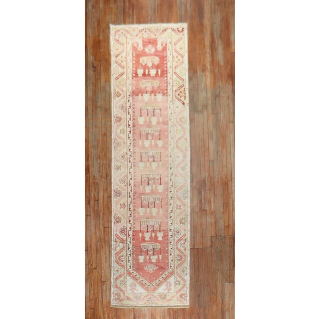A 2nd quarter of the 20th Century Antique Turkish Oushak Runner Measures: 3'4'' x 13'