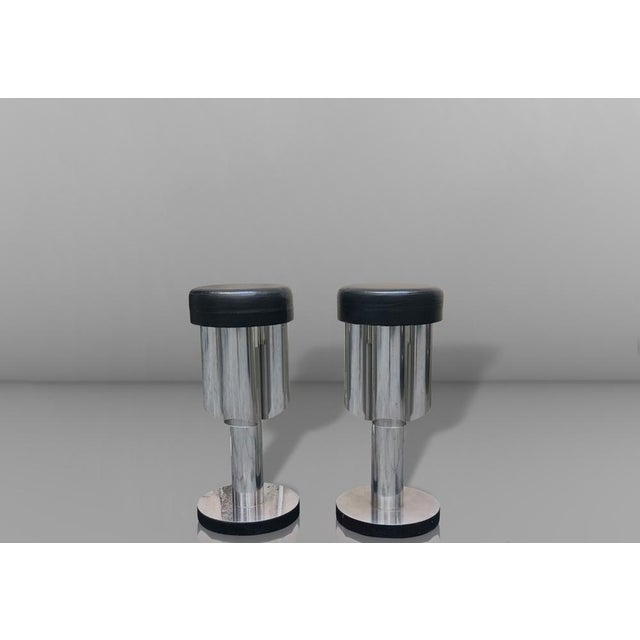 Chrome and Leather Bar Stools, Italy, 1970s, Set of 2 For Sale - Image 11 of 13