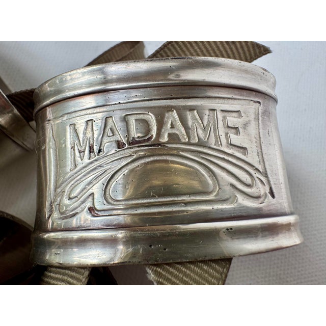 Art Nouveau Vintage Monsieur Madame Metal Napkin Rings - Set of 16 For Sale - Image 3 of 7