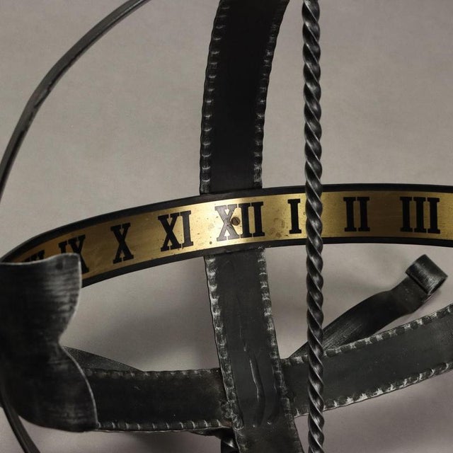 Outdoor Sundial in Wrought Iron with Brass Plate For Sale - Image 3 of 9