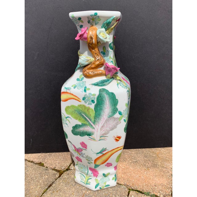 Vintage Gump’s Chinoiserie Porcelain Vase With Bok Choy Chairish