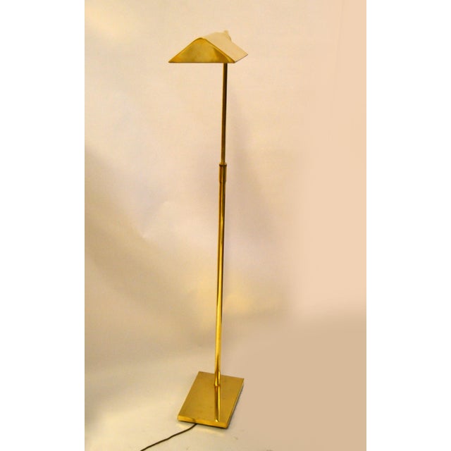 1970s Mid-Century Modern Original Koch & Lowy Pharmacy Lamp Brass Steel Floor Lamp For Sale In Miami - Image 6 of 17