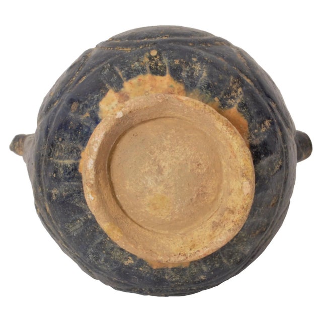 Ancient Persian Islamic Blue Glazed Pottery Vessel Jug Caligraphy Khorasan 1200 For Sale - Image 4 of 12